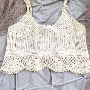 H&M Cream Crochet Crop Top